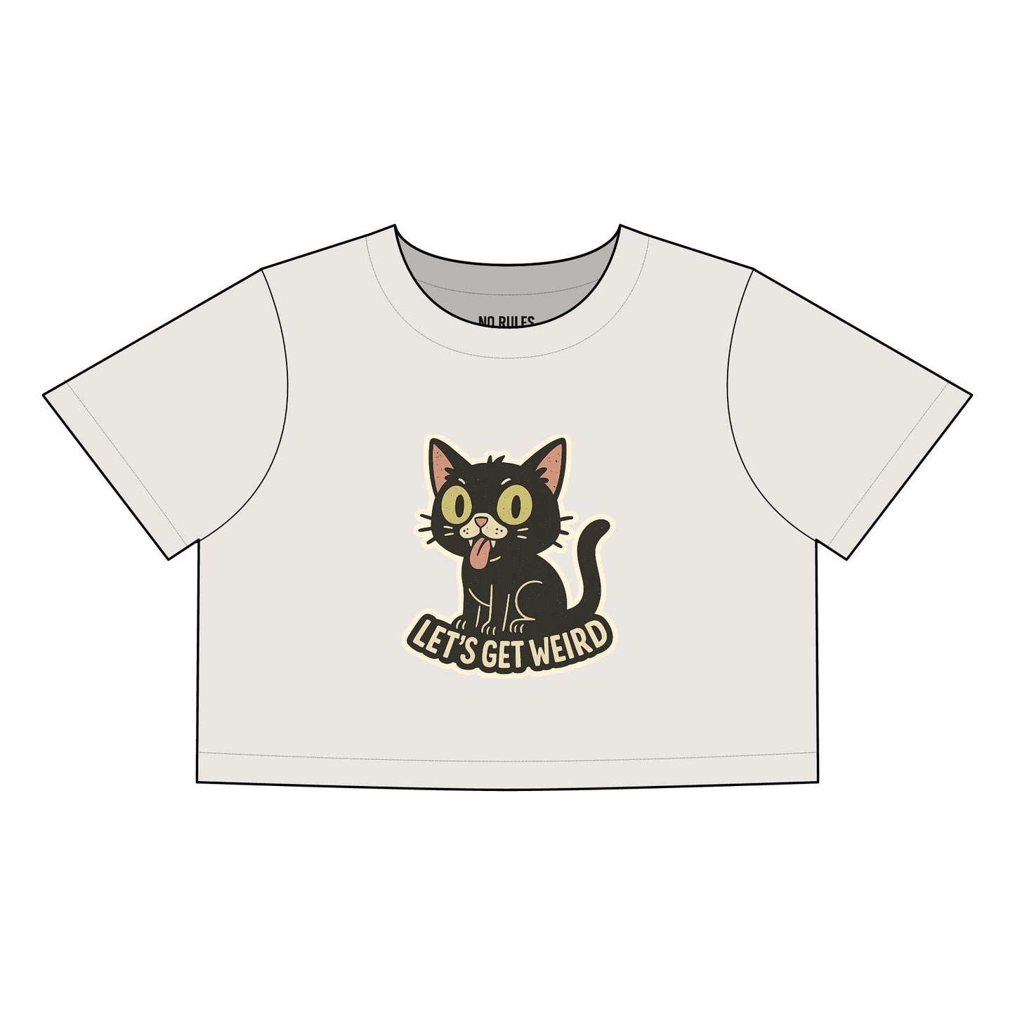 Women's Faded Crop Tee - Let's Get Weird Cat Design