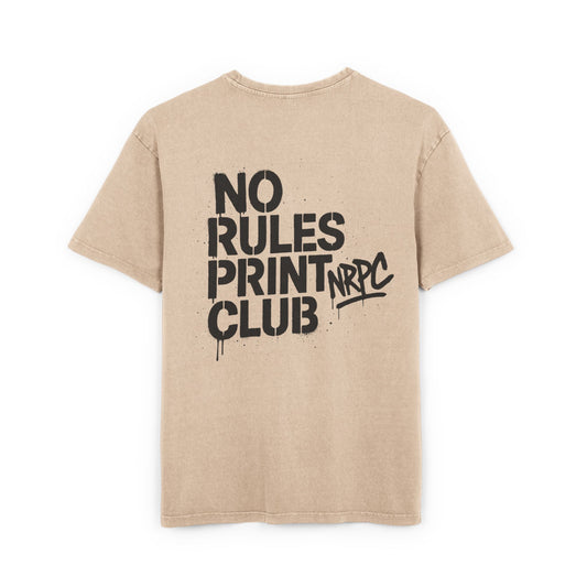 Men's Acid Washed Oversize Tee - No Rules Print Club Design